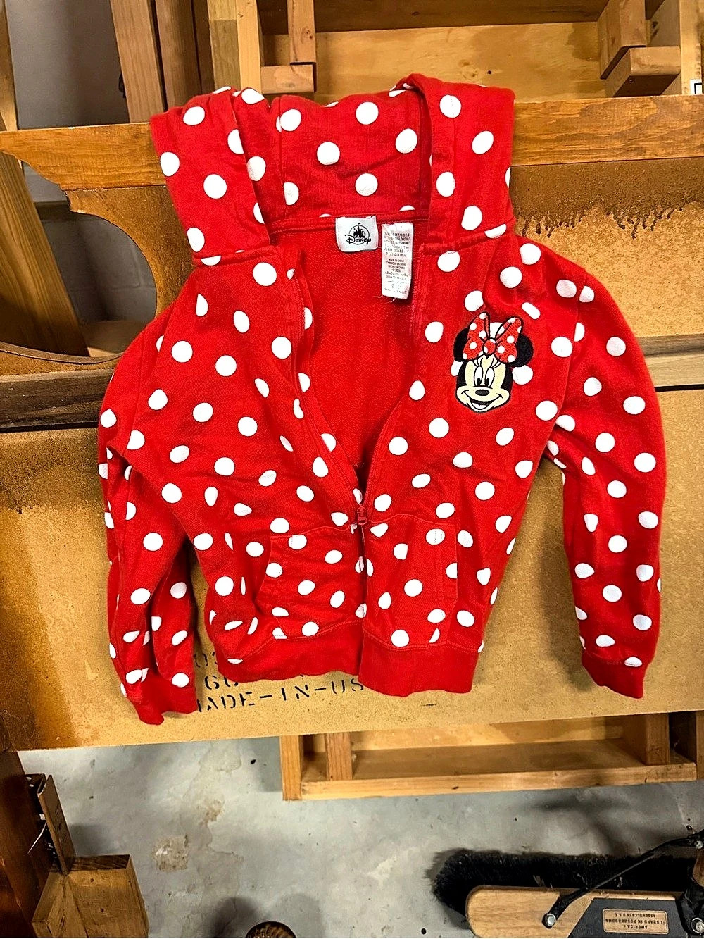 Disney Minnie Mouse Red Polka Dot Zip Hoodie with Ears Red & White Polka Dot